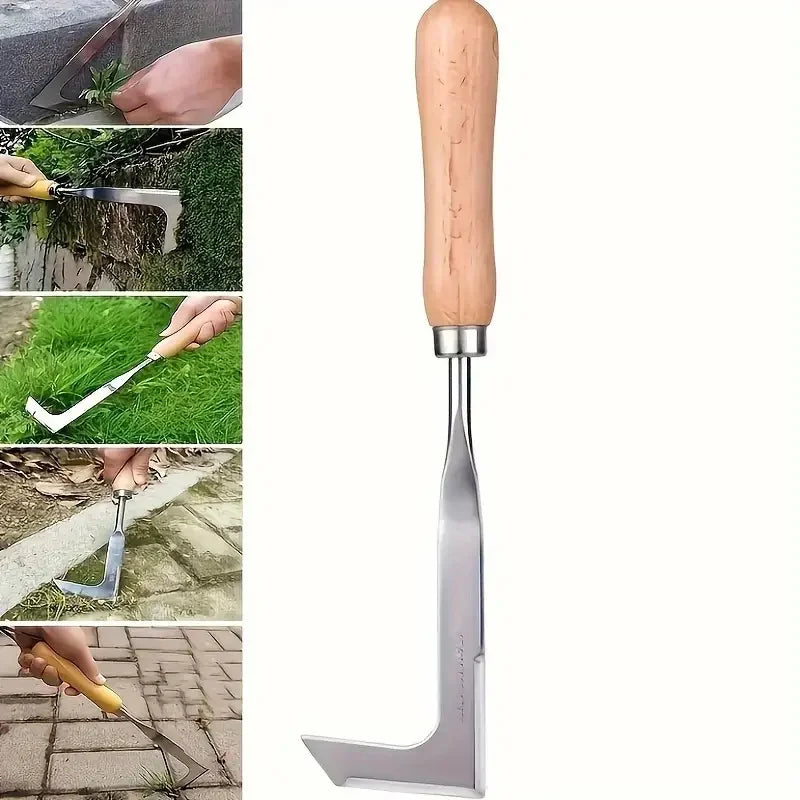 13.5" Stainless Steel Gap Weeding Tool — L-Shaped Hand Weeder