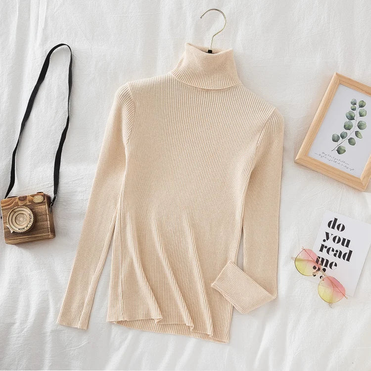 Women's Soft Turtleneck Sweater — Cotton Blend Knit