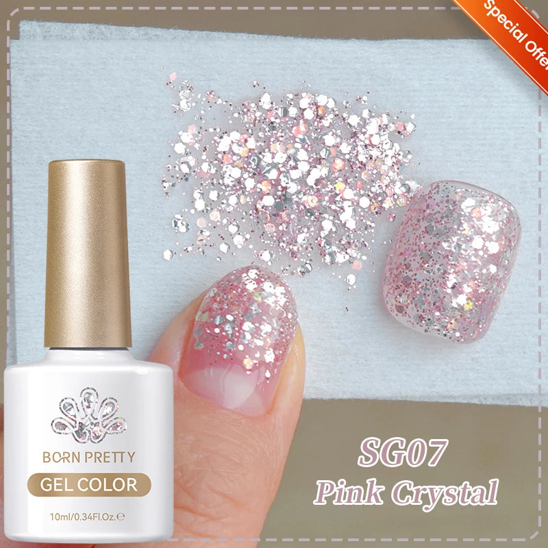 BORN PRETTY Christmas Green Glitter Gel Nail Polish 10ml Sparking Red Glitter White Gold Silver Santa Winter Snowflake Soak Off