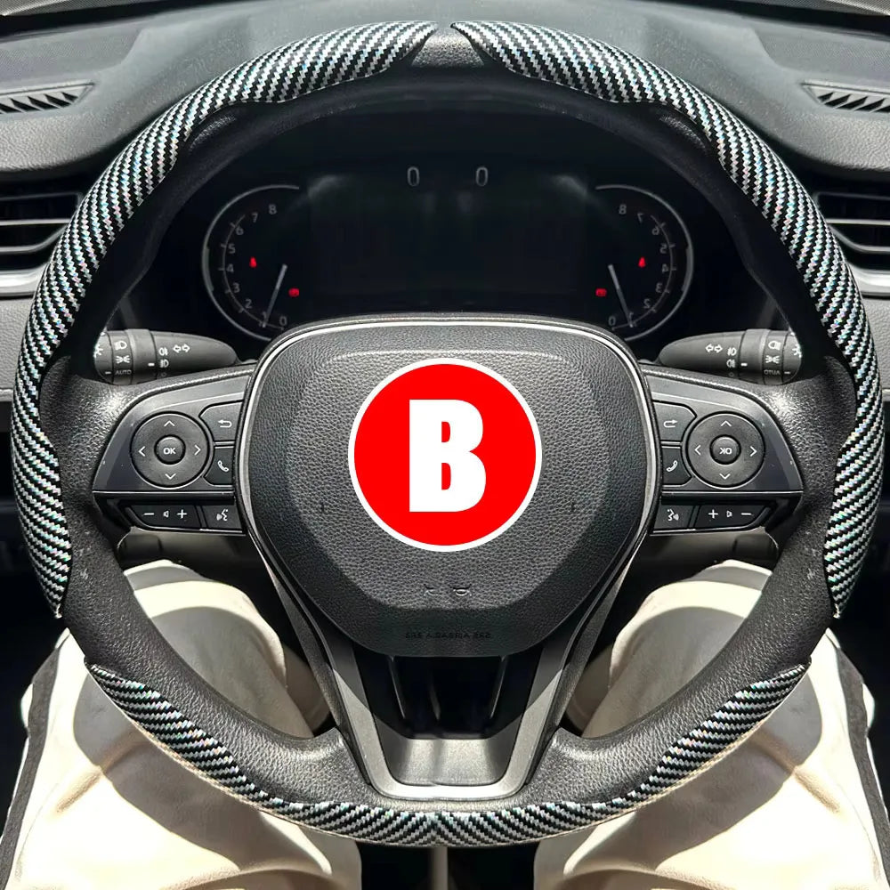 3PCS Car Steering Wheel Cover Warm Winter 38cm Round Steery Wheel Universa Glossy Laser Carbon Fiber Auto Interior Accessories