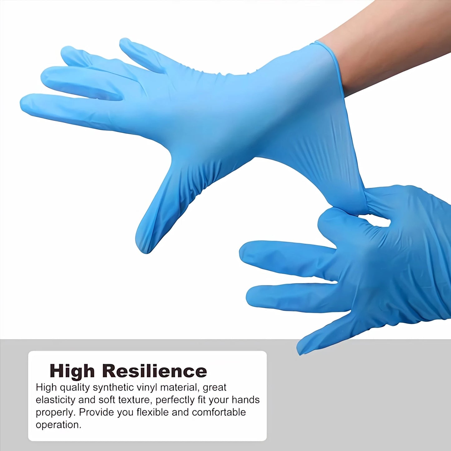 100PCS Disposable Nitrile Gloves, Blue Puncture Resistant & High Elastic, Textured for Dish Washing, Baking, Protection