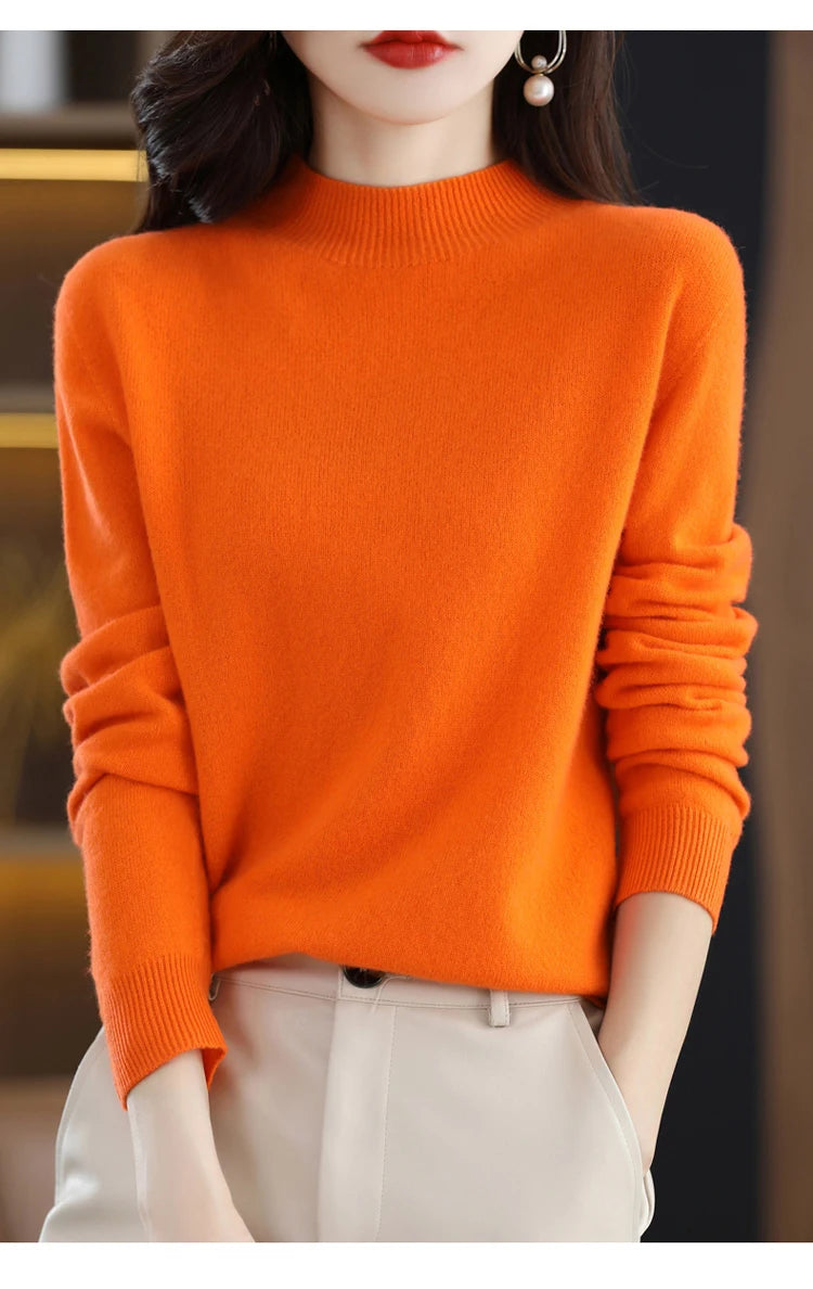 Women's Merino Wool Mock Neck Sweater