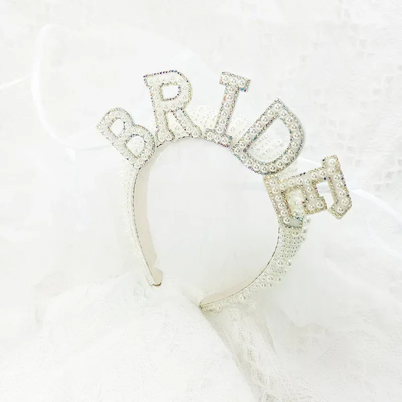 Bride to be Pearl crown Headband Bach Bachelorette hen Party Bridal Shower wedding engagement rehearsal dinner Decoration Gift