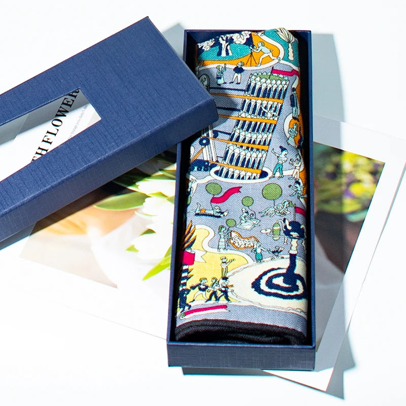 Women's Fantasy Print Square Scarf - 65cm Soft Neck Scarf - photo 6
