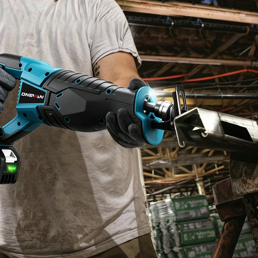 ONEVAN 3000W Cordless Reciprocating Saw Adjustable Speed Chainsaw Wood Metal Pipe Cutting Electric Saw For Makita Battery Pin