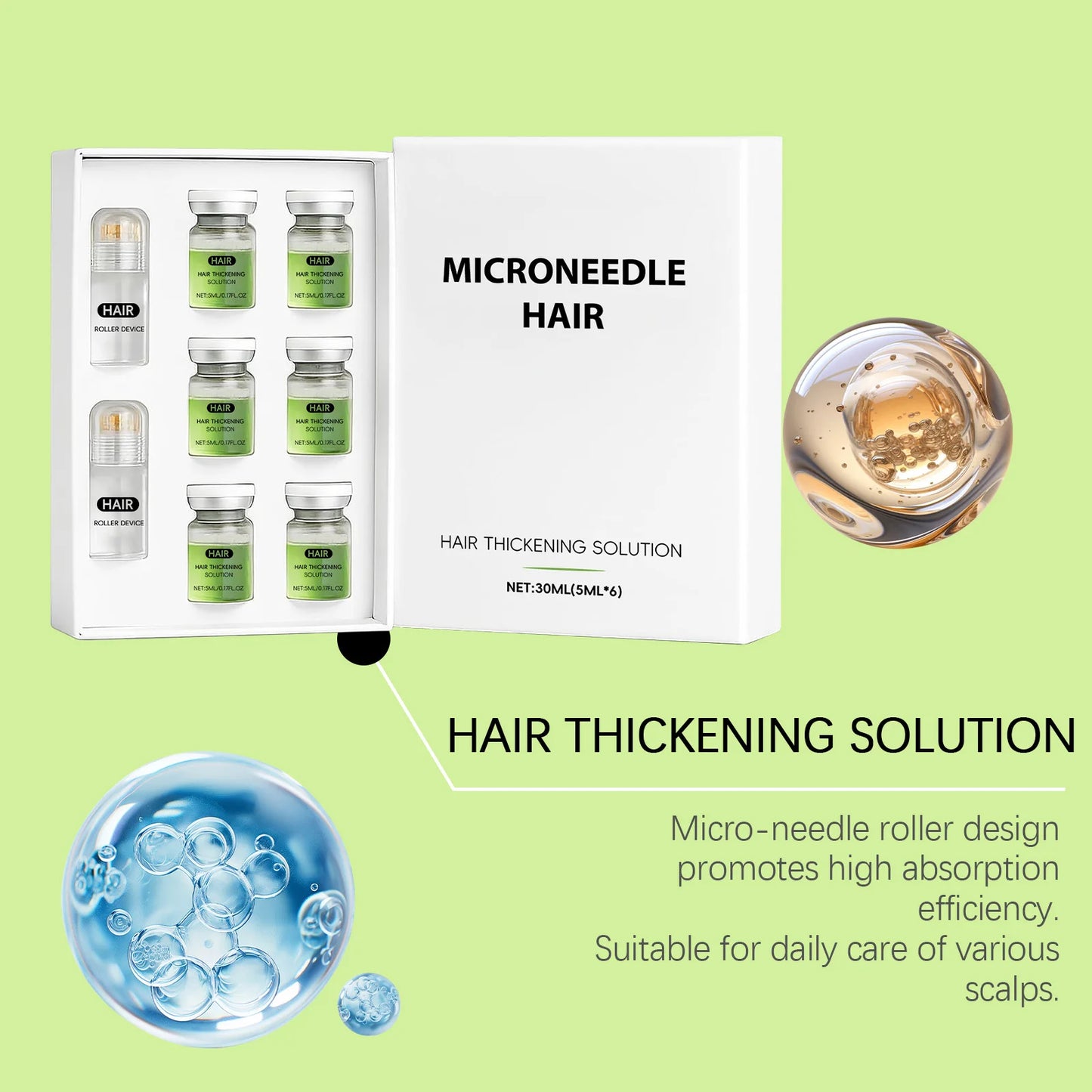 Hair Essential Care Serum Microneedle Roller Set Hair Follicle Care Nourishing Scalp Hair Care Hair Thicken Conditioner Essence
