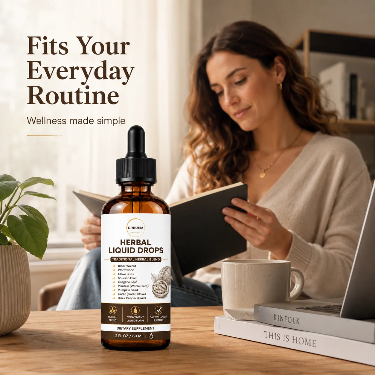 Natural Herbal Liquid Drops 60ml 2 oz, easily integrated into daily health regimens, daily health support for adults, traditional herbal formula, daily plant-based energy boost