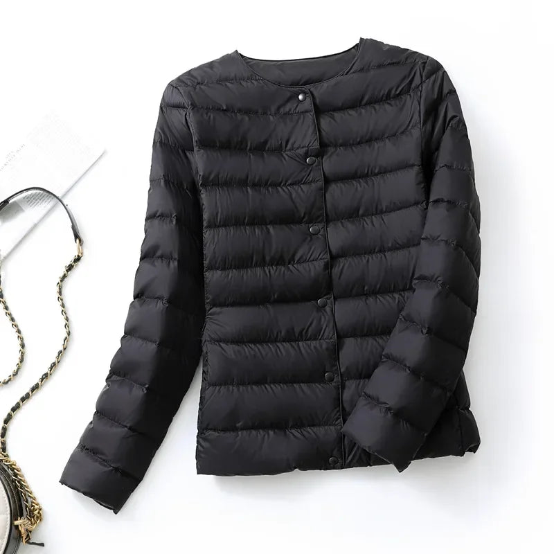 Women's Lightweight Puffer Jacket - Matte Short Winter Coat - photo 7