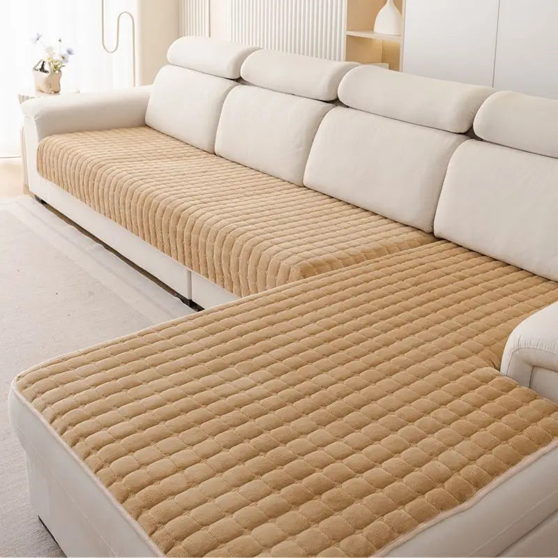 Plush Plaid Sofa Cover - Non-Slip Thick Velvet Couch Cushion Towel - photo 8