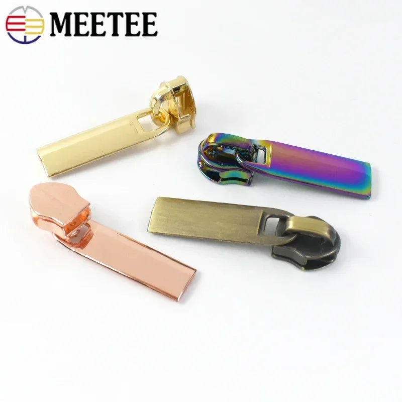 Meetee 10/20/50Pcs 3# 5# Zipper Sliders for Nylon Zips Tape Bag Garment Jacket Zip Puller Head Repair Kit DIY Sewing Accessories