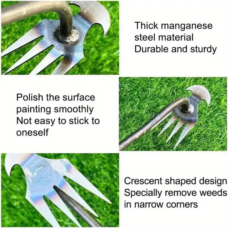 2-in-1 Garden Weeder & Rake – Manganese Steel Rooting Shovel for Weeding, Digging & Loosening Soil