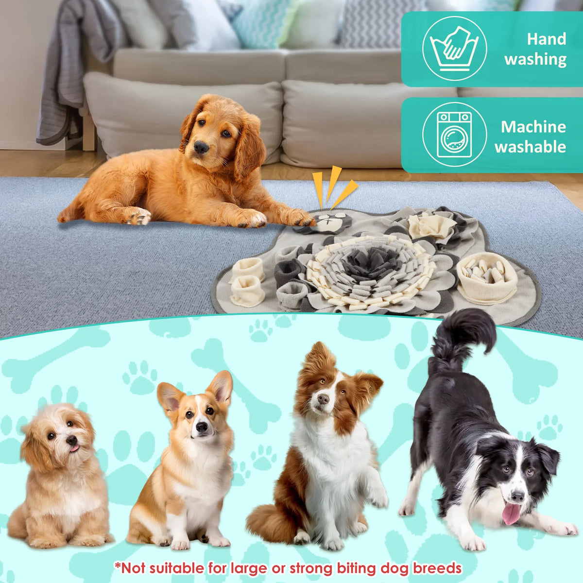 Dog Snuffle Mat with Squeaker - Sniff & Feed Mat – photo 3