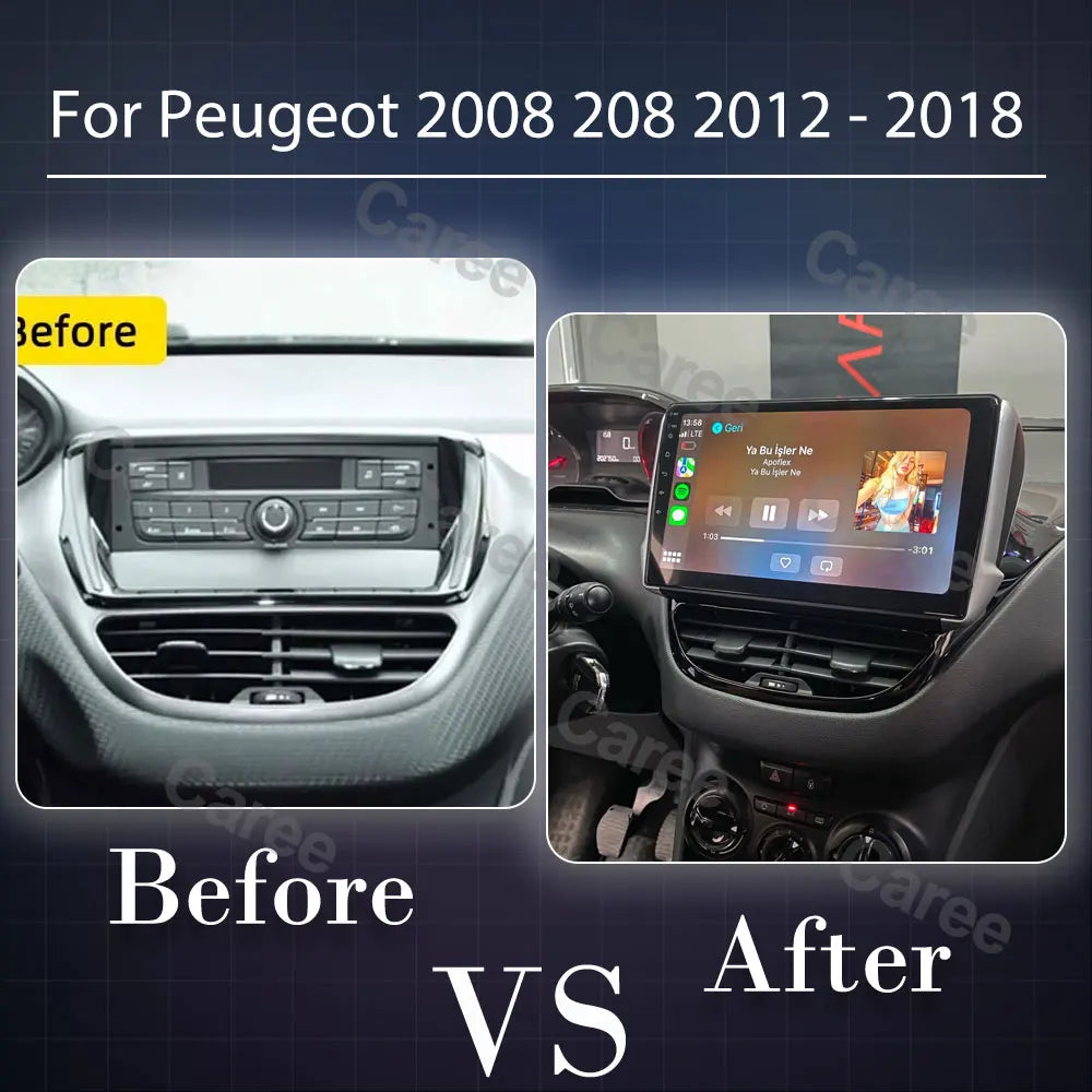 Car Stereo with Apple CarPlay & Android Auto, Compatible with Peugeot 2008 & 208 (2012-2018)