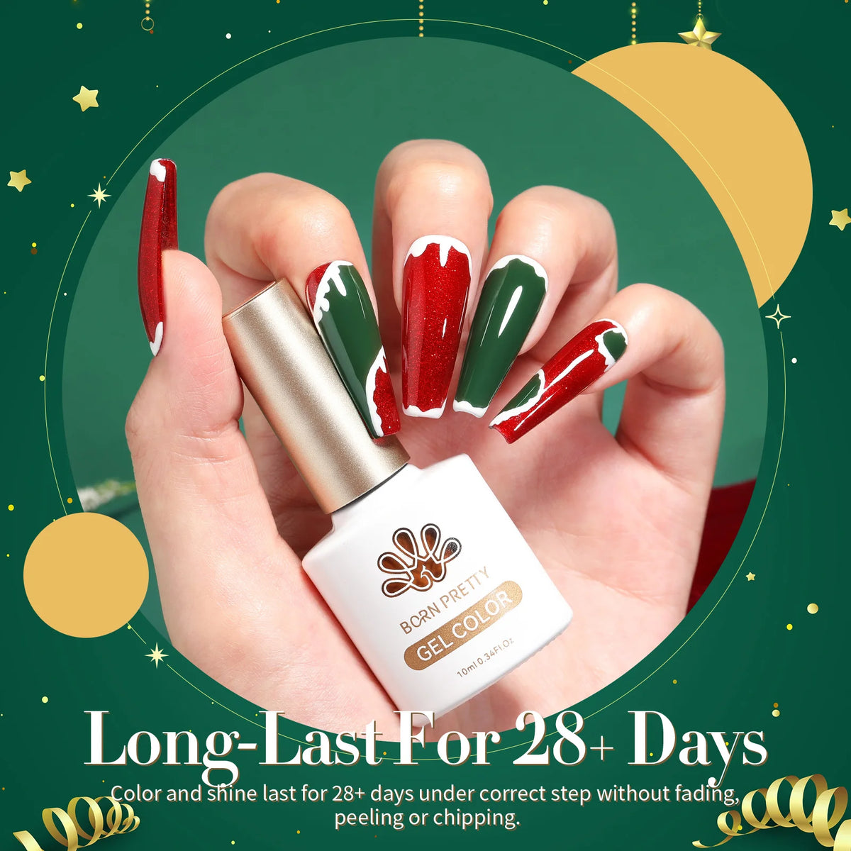 BORN PRETTY Christmas Green Glitter Gel Nail Polish 10ml Sparking Red Glitter White Gold Silver Santa Winter Snowflake Soak Off