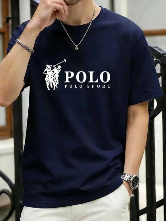 Men's 100% Cotton Print T-Shirt — Loose Fit Summer Sports Top