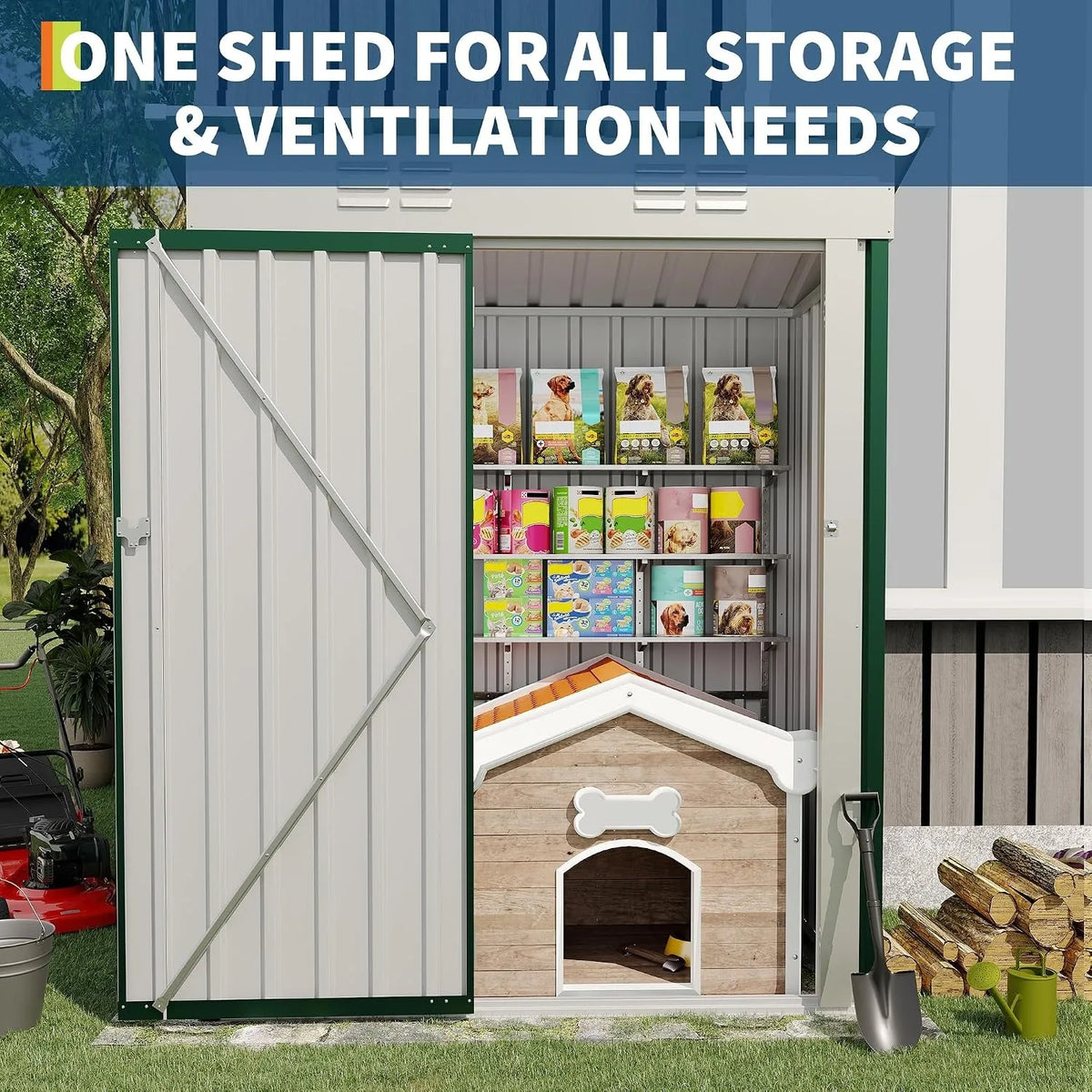 Heavy-duty 5x3 ft lockable metal storage shed — view 7 of 18