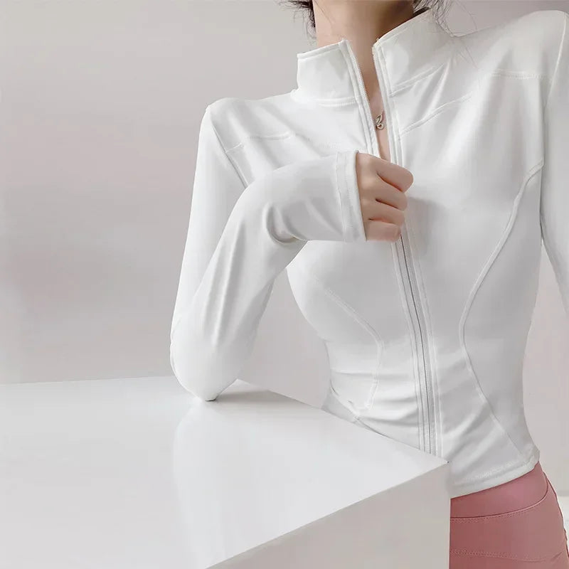 Women's Quick-Dry Yoga Jacket, Slim Zip-Up