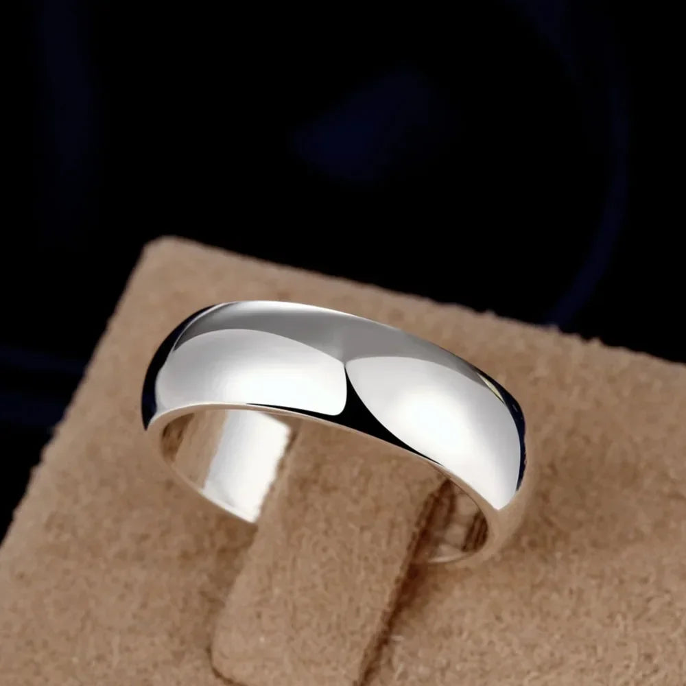 925 Sterling Silver Smooth Round Ring for Women - Sizes 5-11