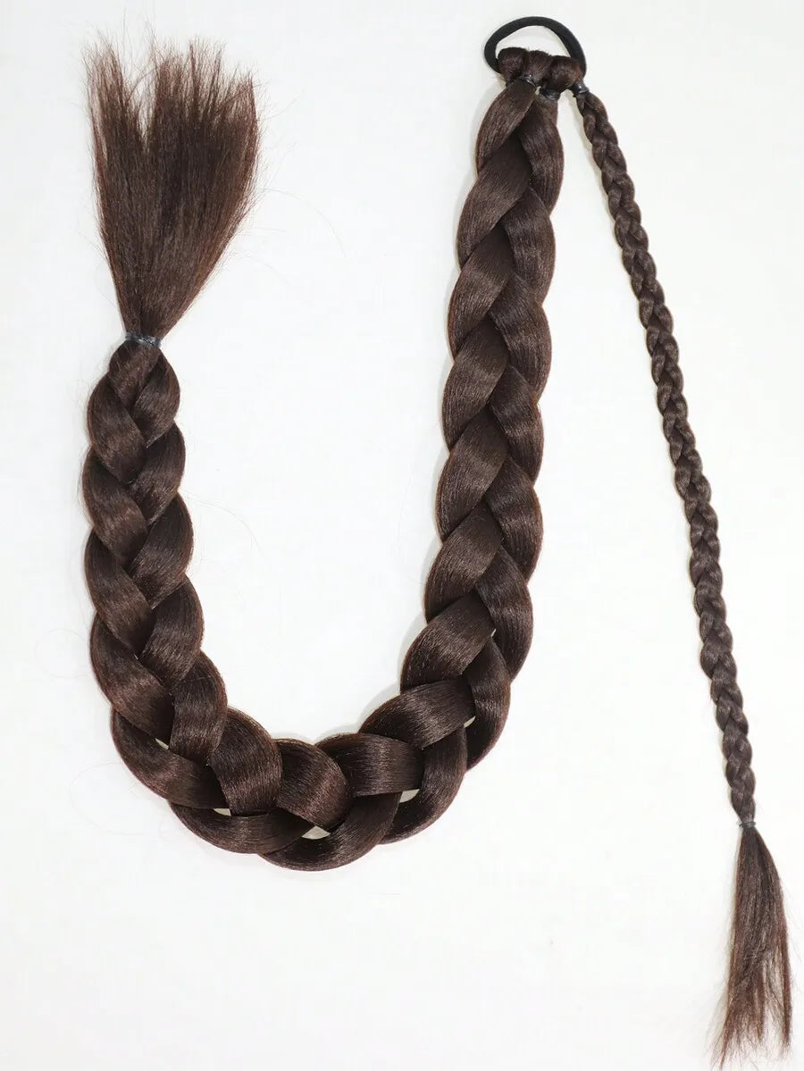 18"/26"/30" Straight Synthetic Hair Extensions, Braided Ponytail, With Soft Scrunchie, Suitable For Daily Use