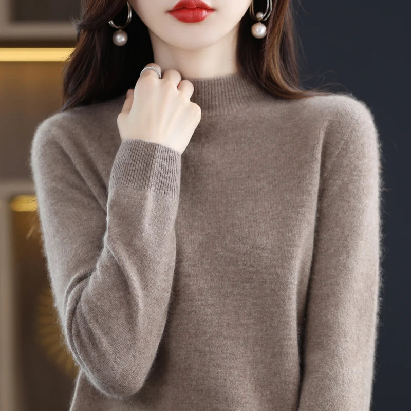 Women's Merino Wool Mock Neck Sweater