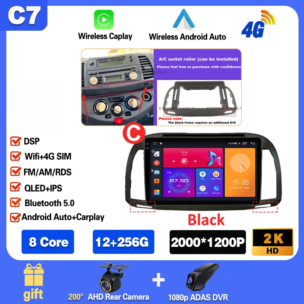 Android 15 For Nissan March Micra K12 2002 -2010 Car Radio Stereo Multimedia WIFI Wireless Carplay Android Auto Navigation 4G BT