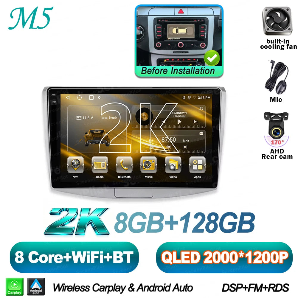 For Volkswagen VW Passat B6 B7 B8 CC 2007- 2021 Android 16 Multimedia Video Player Carplay Intelligent System Wifi 4G 8 Core