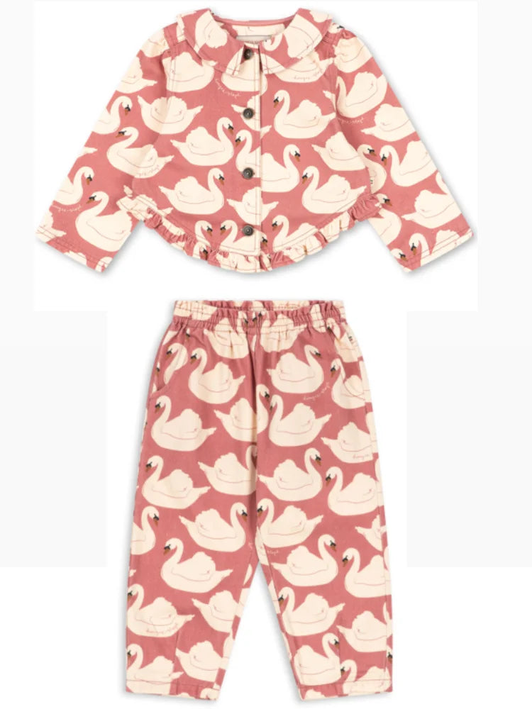 Girls Swan Print Winter Coat - Fleece-Lined Padded Jacket - photo 11