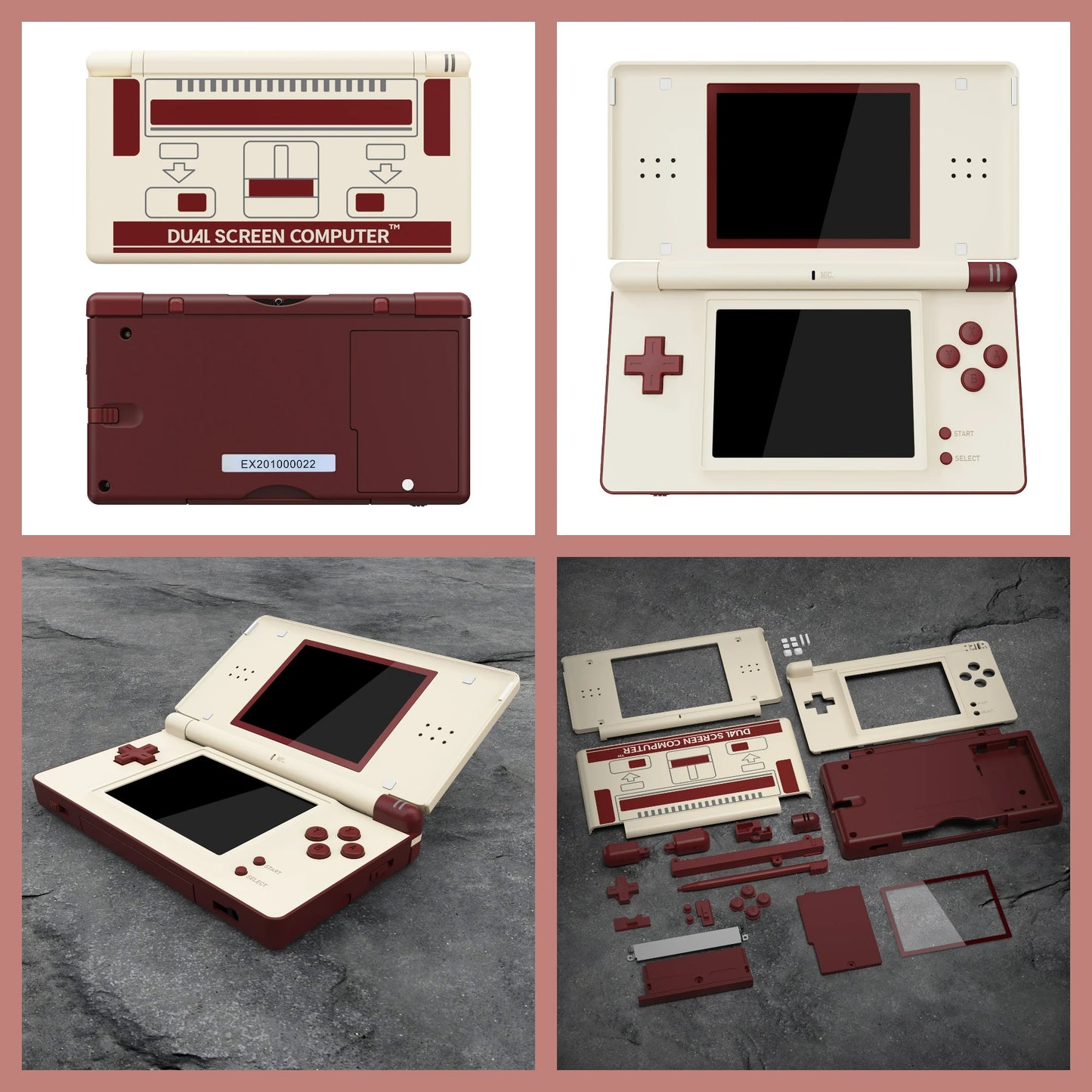 eXtremeRate Replacement Full Housing Shell for Nintendo DS Lite, Case Cover W/Buttons, Screen Lens for NDSL - SFC SNES Classic