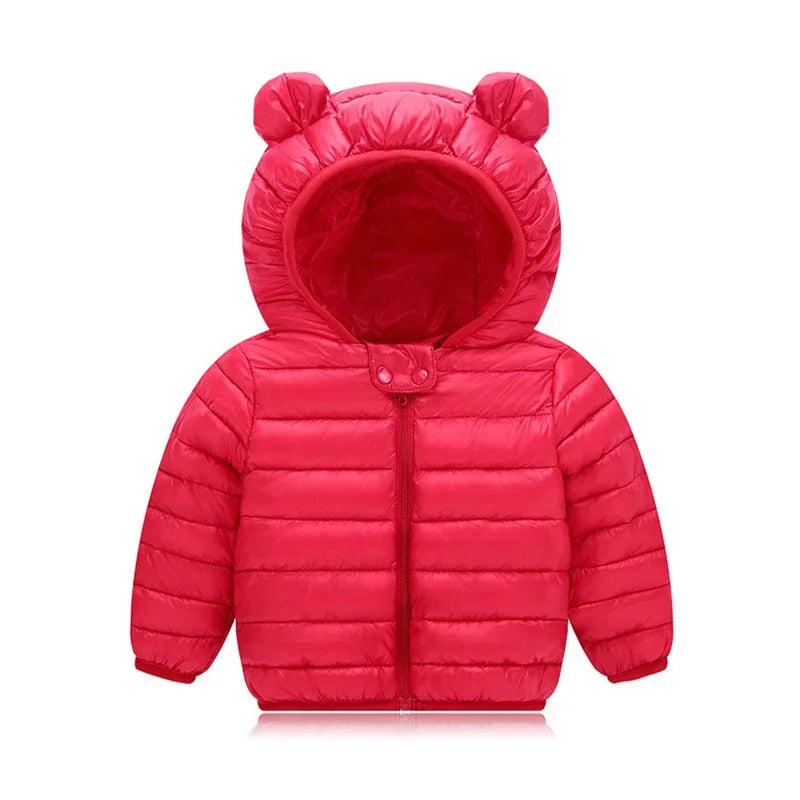 Toddler Girls Light Puffer Coat with Ear Hood - Warm Winter Jacket - photo 7