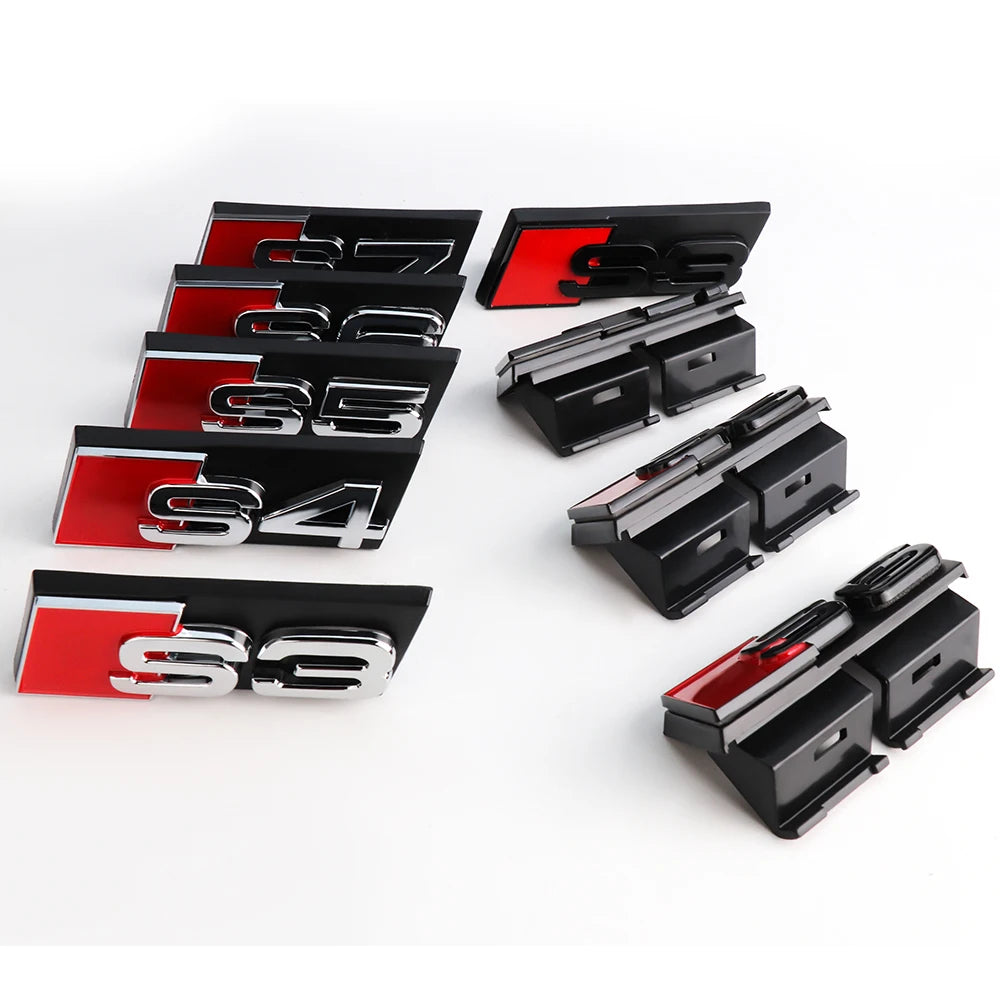 1pc ABS Car Styling Grill Front Hood Badge Grille Emblem Buckle Decoration For Audi S3 S4 S5 S6 S7 Logo Sticker Auto Accessories