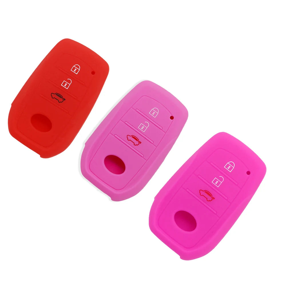 Car Key Silicone Case For Toyota Highlander Land Cruiser Riez 86 Rav4 Prado Innove Camry Hilux 3 Buttons Remote Key Supplies