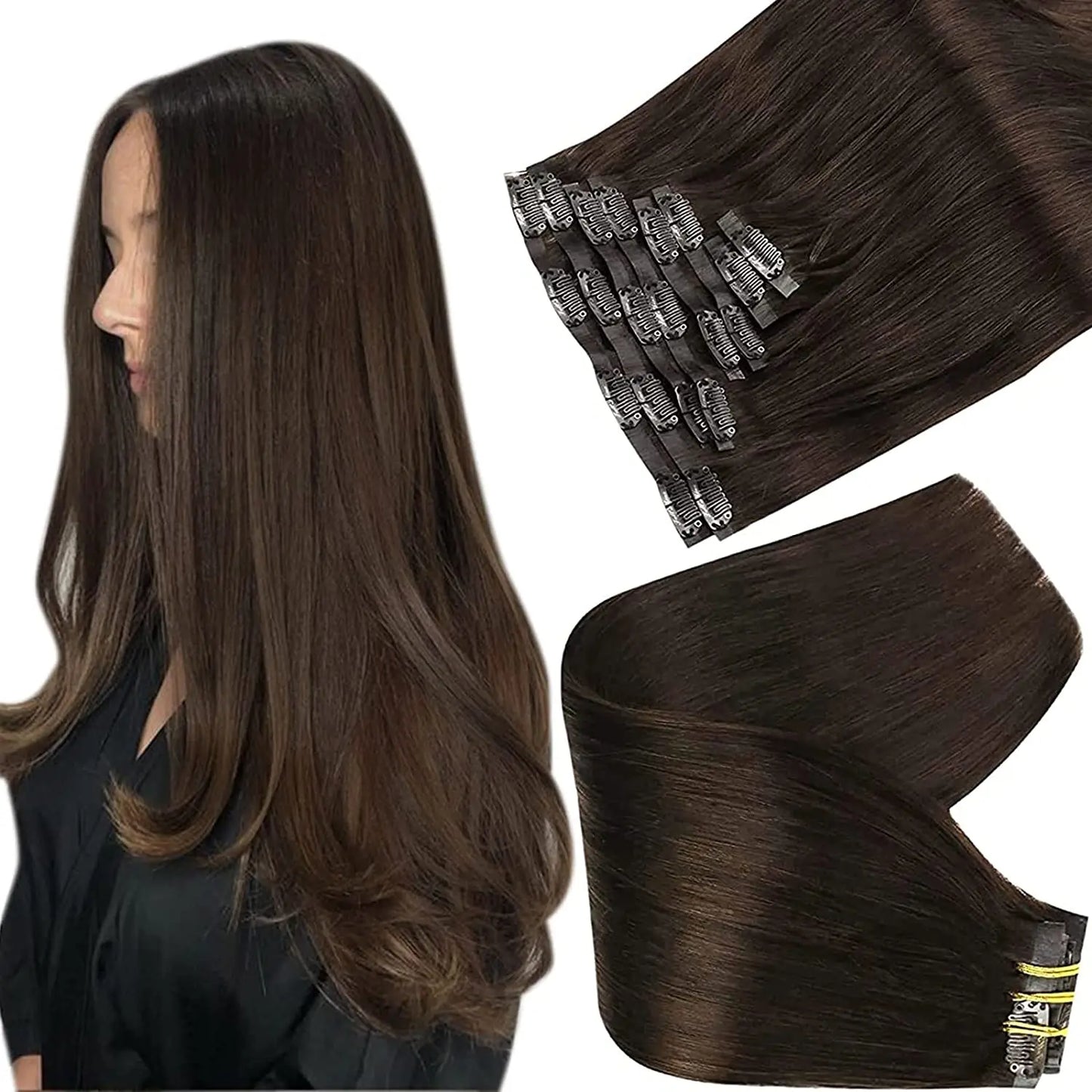 Full Shine Seamless Clip in Hair Extensions Remy Human Hair 8Pcs 120g & 80g Clip In Hair Extensions Human Hair Blonde Skin Weft