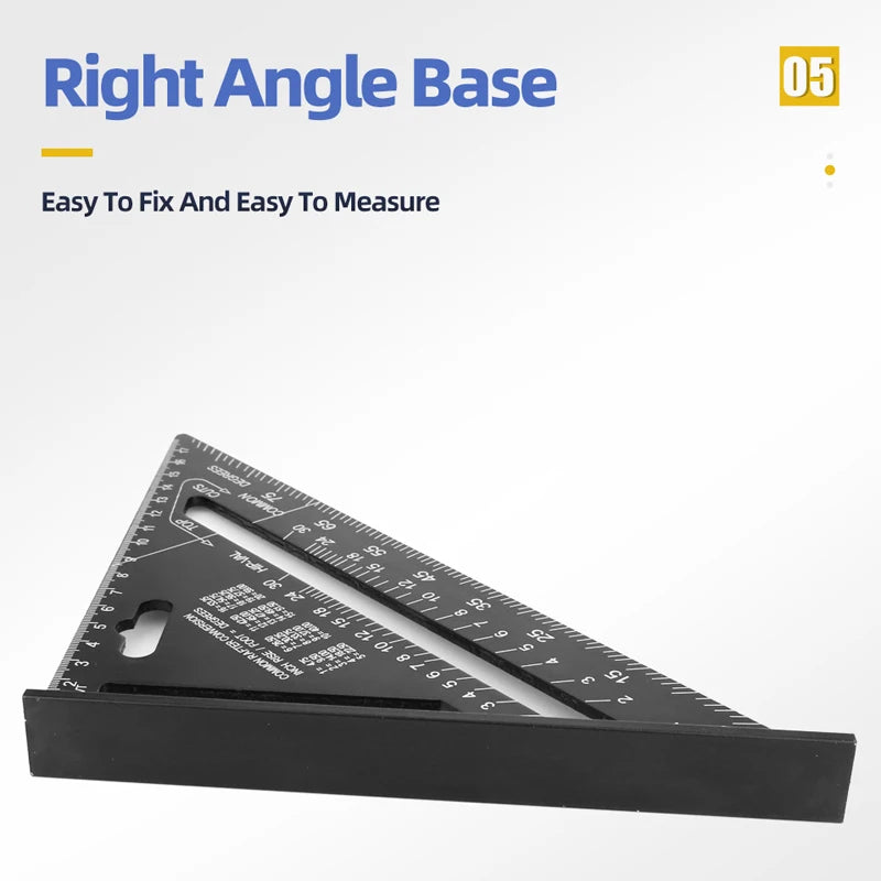 7" Aluminum Alloy Try Square & Triangle Ruler — Carpenter Measuring Tool