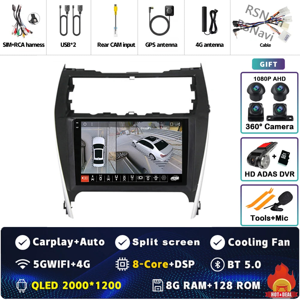 Android 16 For Toyota Camry US 2012 - 2014 2K QLED Android Car Radio Multimedia Video Player GPS Stereo CarPlay 4G Head Unit