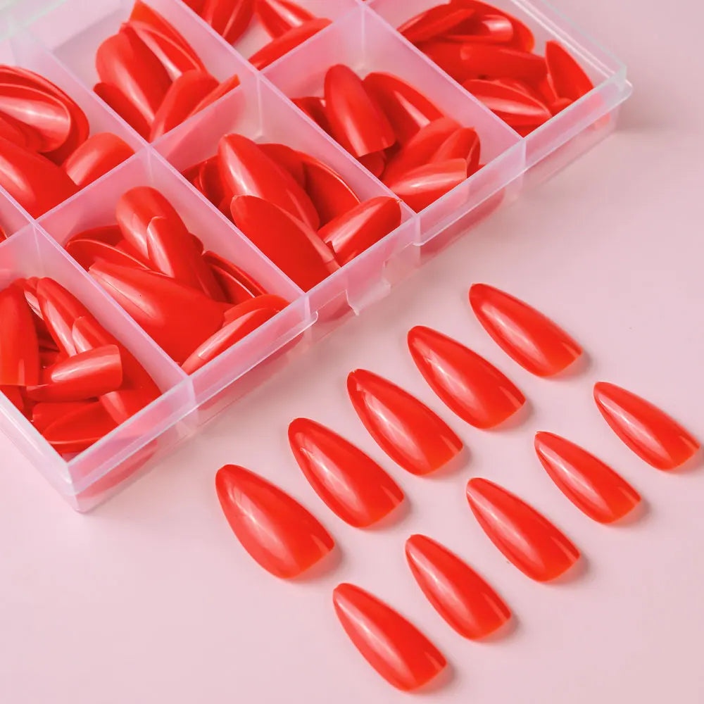120Pcs Christmas Red Press On Nails Mid-length Almond Fake Nails Full Cover Detachable False Nail Tips For Women Halloween Wear