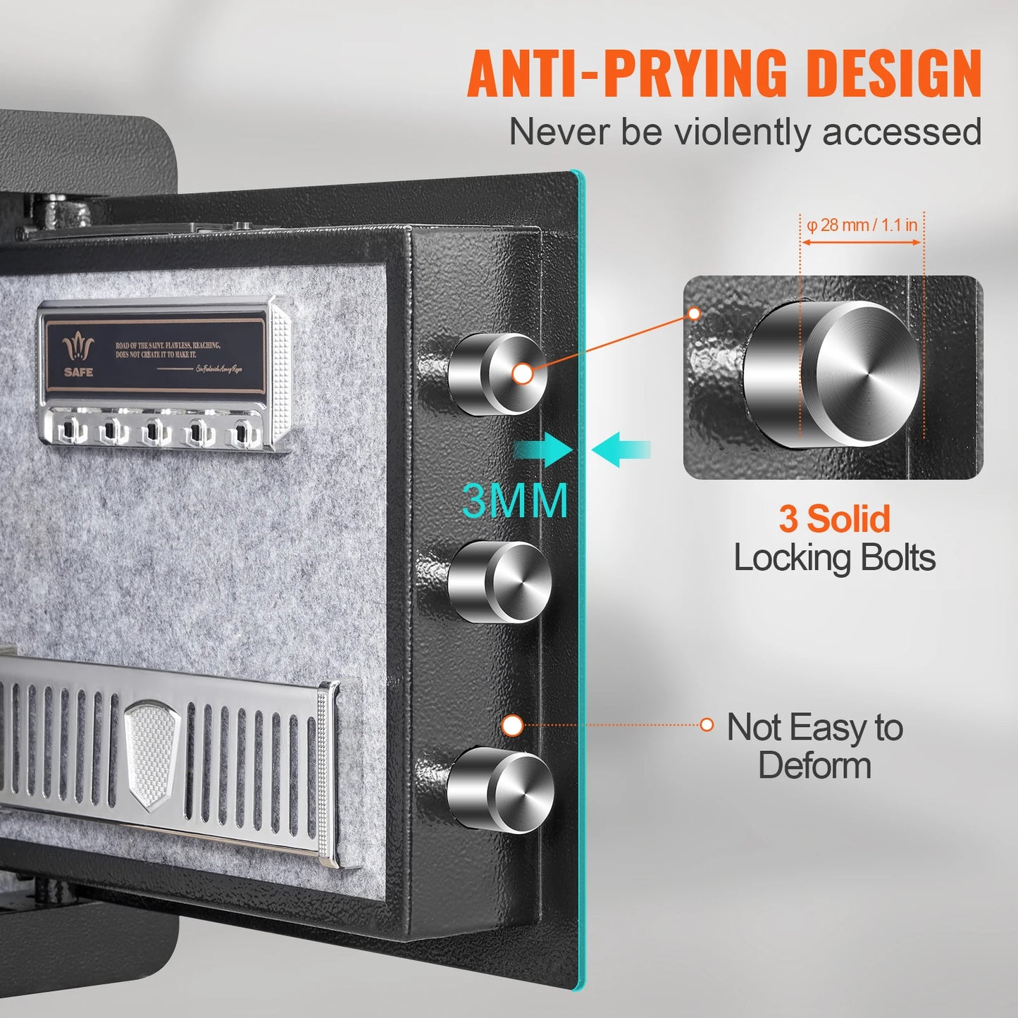 SucceBuy 1.2 Cu Ft Digital Steel Security Safe — Keypad & Override Keys