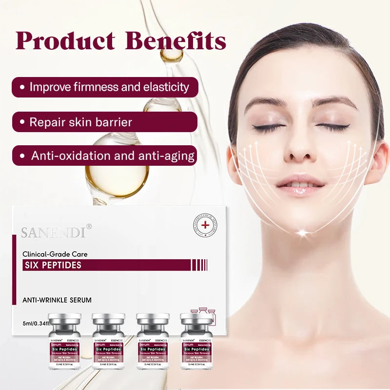 Six Peptide Ampoule Serum 10PCS – Hyaluronic Acid, Snail & Vitamin C Korean Skin Care for Dr.Pen