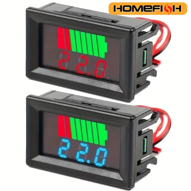 12V 24V 36V 48V 60V Car Battery Charge Level Indicator Lithium Battery Capacity Meter Tester Display LED Tester Voltmeter
