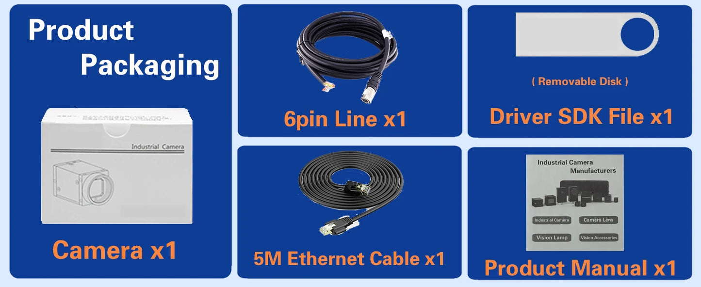 Gigabit Ethernet GigE Machine Vision Industrial Camera Color Rolling Shutter C Mouth Provide SDK Windows Linux Demo Python