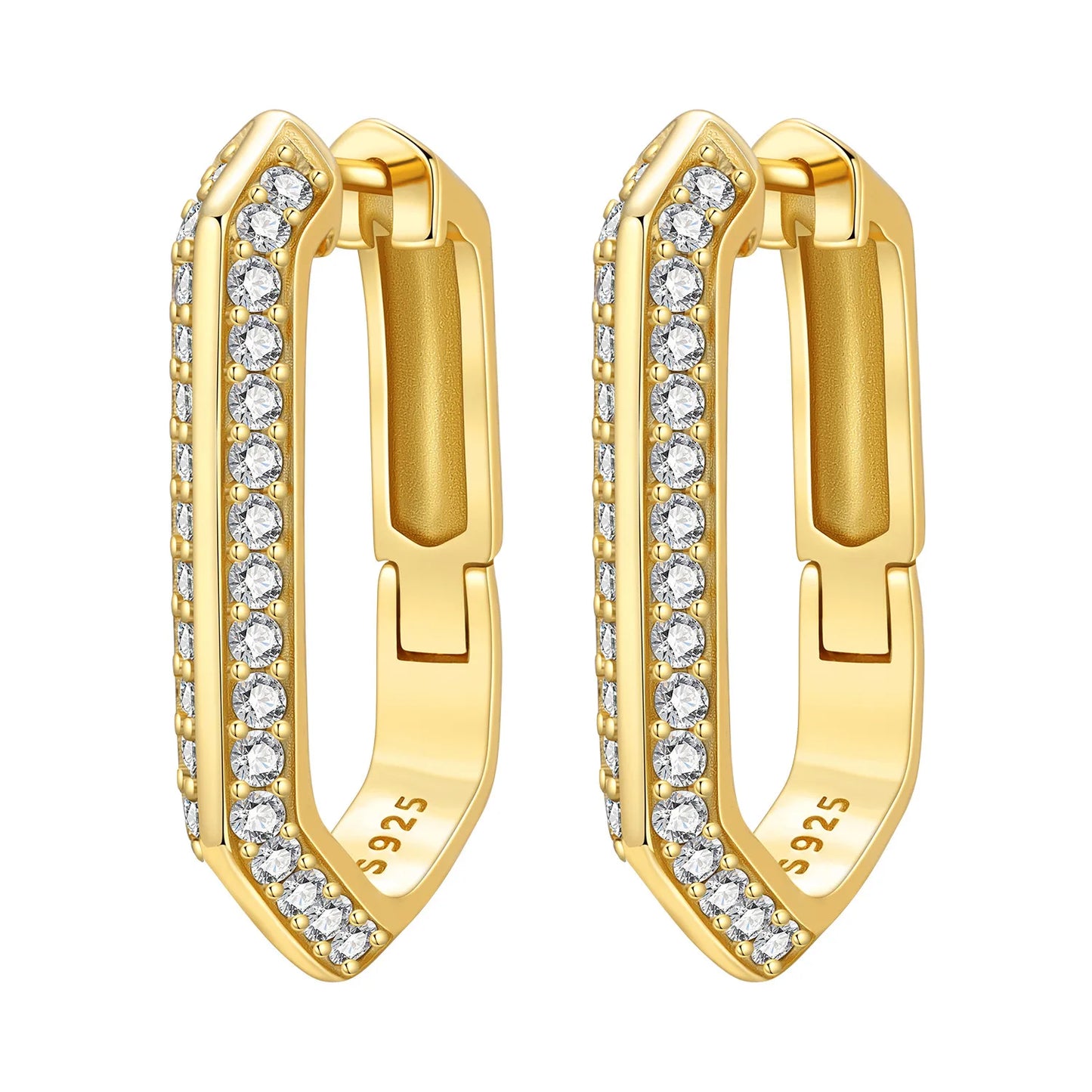 Original 2026 S925 Sterling Silver Zircon 18K Gold Lining Vintage Hoop Earrings for Women Birthday Party Wedding Gift Jewellery