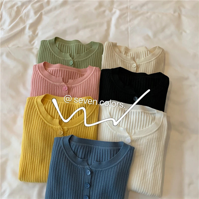 Women's striped button knit sweater — view 8 of 20