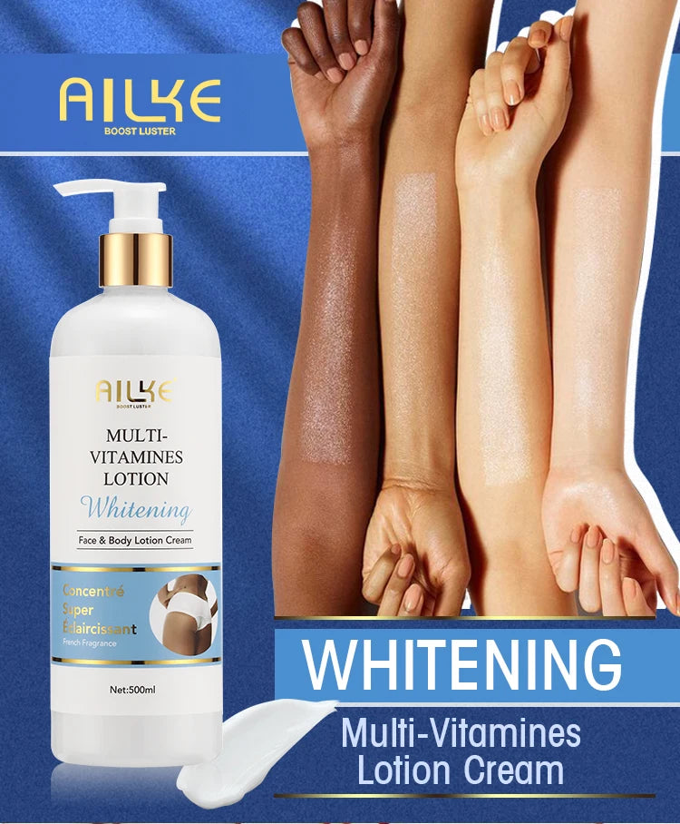 AILKE Multi-Vitamin Brightening Body Lotion – Vitamins A, E, B3 & B5 | Even Skin Tone & Radiance Moisturizer