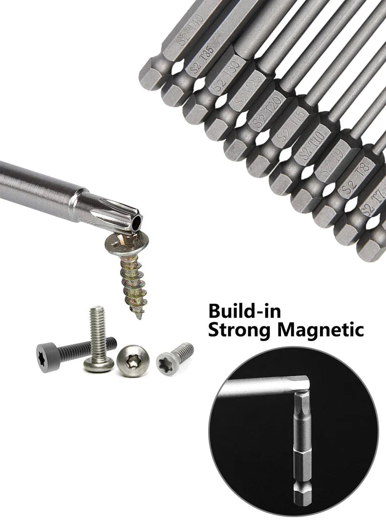 50-75-100mm Hollow Plum Blossom Extended S2 Screwdriver Set with Hexagonal Handle Screwdriver Bit Screwdriver Tool