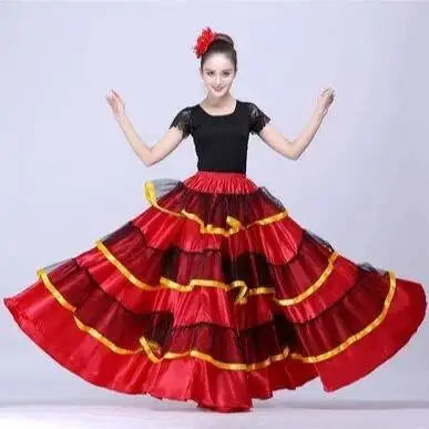 Women's satin big swing flamenco dress