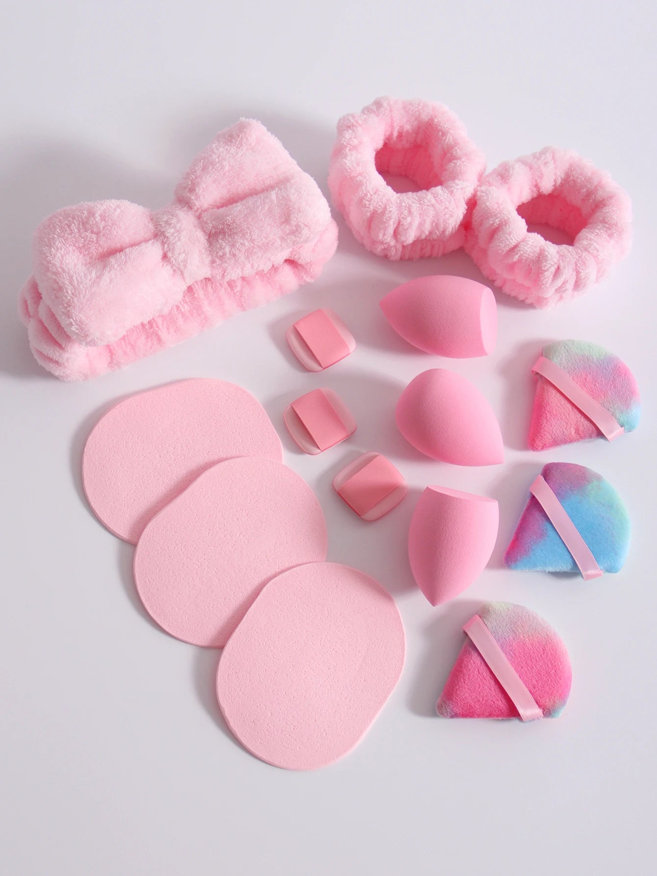 15Pcs Cosmetic Puff Makeup Sponge Blender Beauty Egg Foundation Sponges Puff Wash Face Headband Wristband Make up Accessories