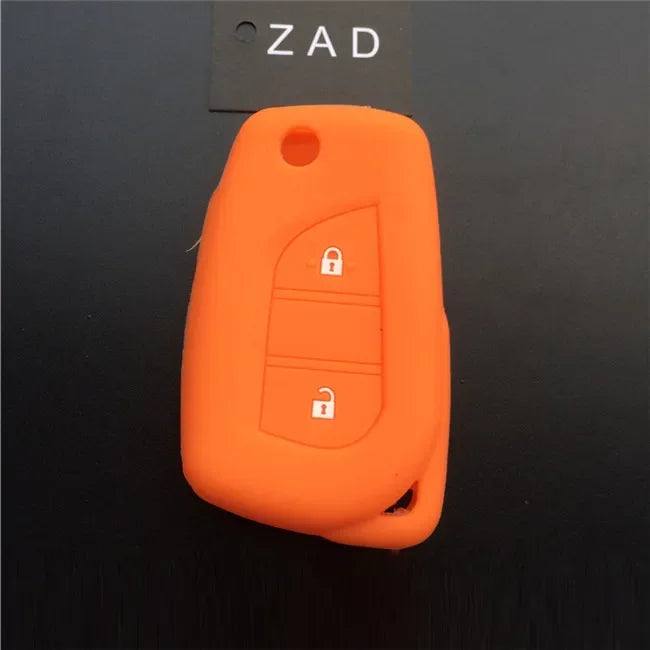 ZAD Silicone rubber car key cover case shell set protector fob for Toyota aygo Yaris Highlander Camry RAV4 2 button key  holder