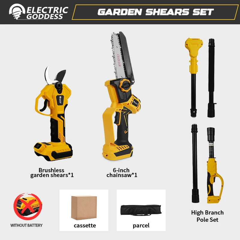 Brushless 6 Inch Electric Chainsaw Telescoping Pole Pruner High Branch Saw Garden Tree Pruning Tool For Dewalt 20V Battery Pin