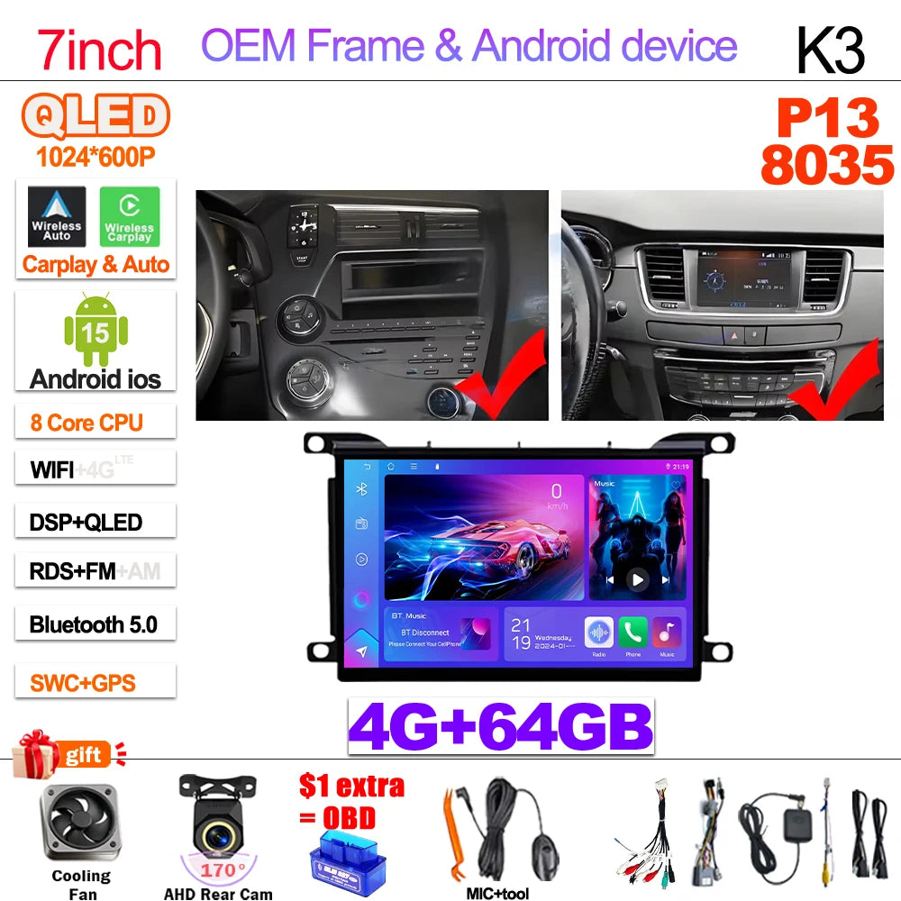 7'' Android 16 For Citroen DS 5 DS5 508 2011 2014 2015 - 2018 Head Unit Carplay Autoradio 4G Car Radio Multimedia Player Screen