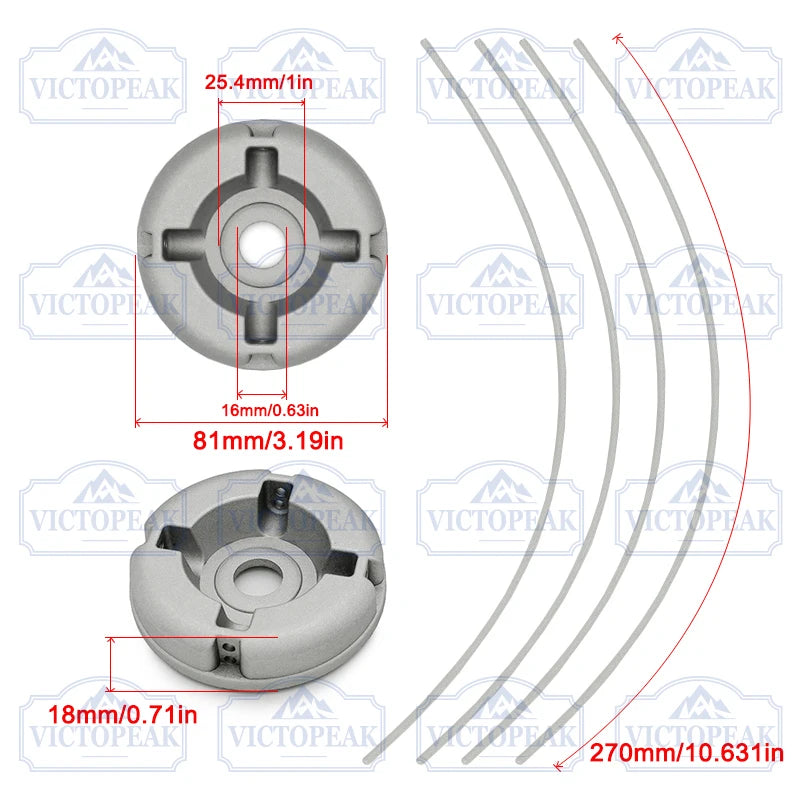 Aluminum Alloy Grass Trimmer Head With Nylon Wrapped Steel Line Trimmer Head Replacement Parts For Gardening Tool