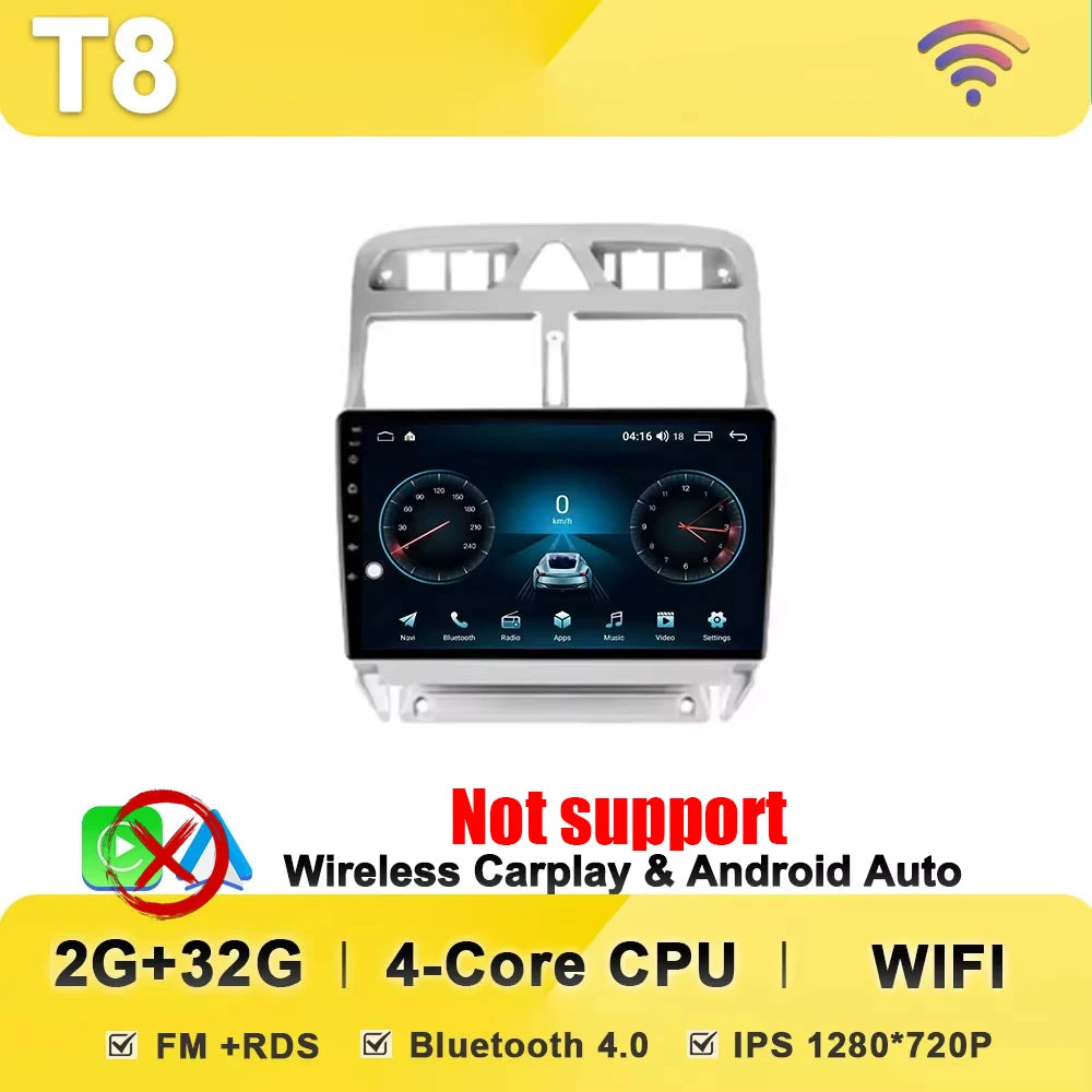 Car Radio Android 16 2din For Peugeot 307 1 2001 - 2008 GPS Navigation Smart Car Systems Wireless Android Auto Carplay 8 Core 4G